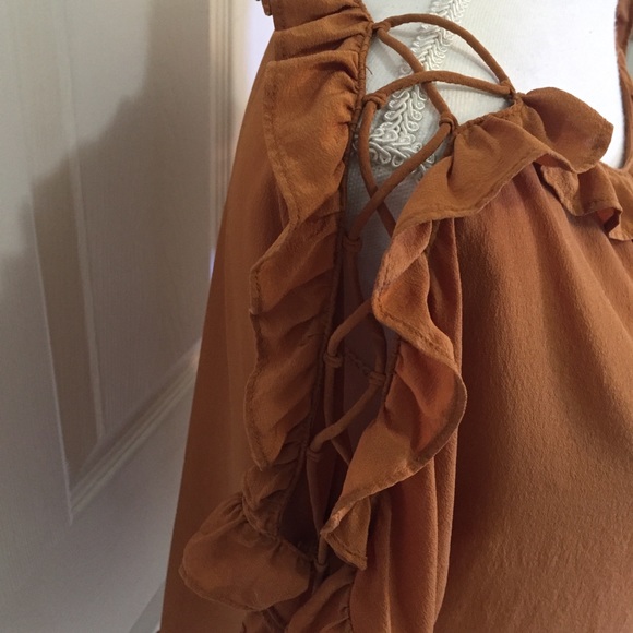 Madewell Silk Ruffle Lace-Up Sleeve Top Small - Picture 5 of 11